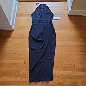 ​NWT, Shona Joy, Annalise, High Neck Ruched Dress, Navy, Women's 2